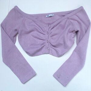 Zara Women's Lavender Off-Shoulder Top